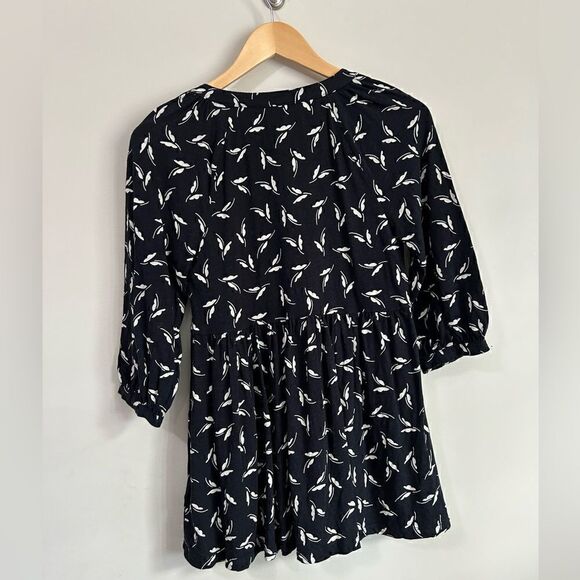 Anthropologie Maeve Long Sleeve Black and Cream Buttons Blouse - Picture 7 of 7